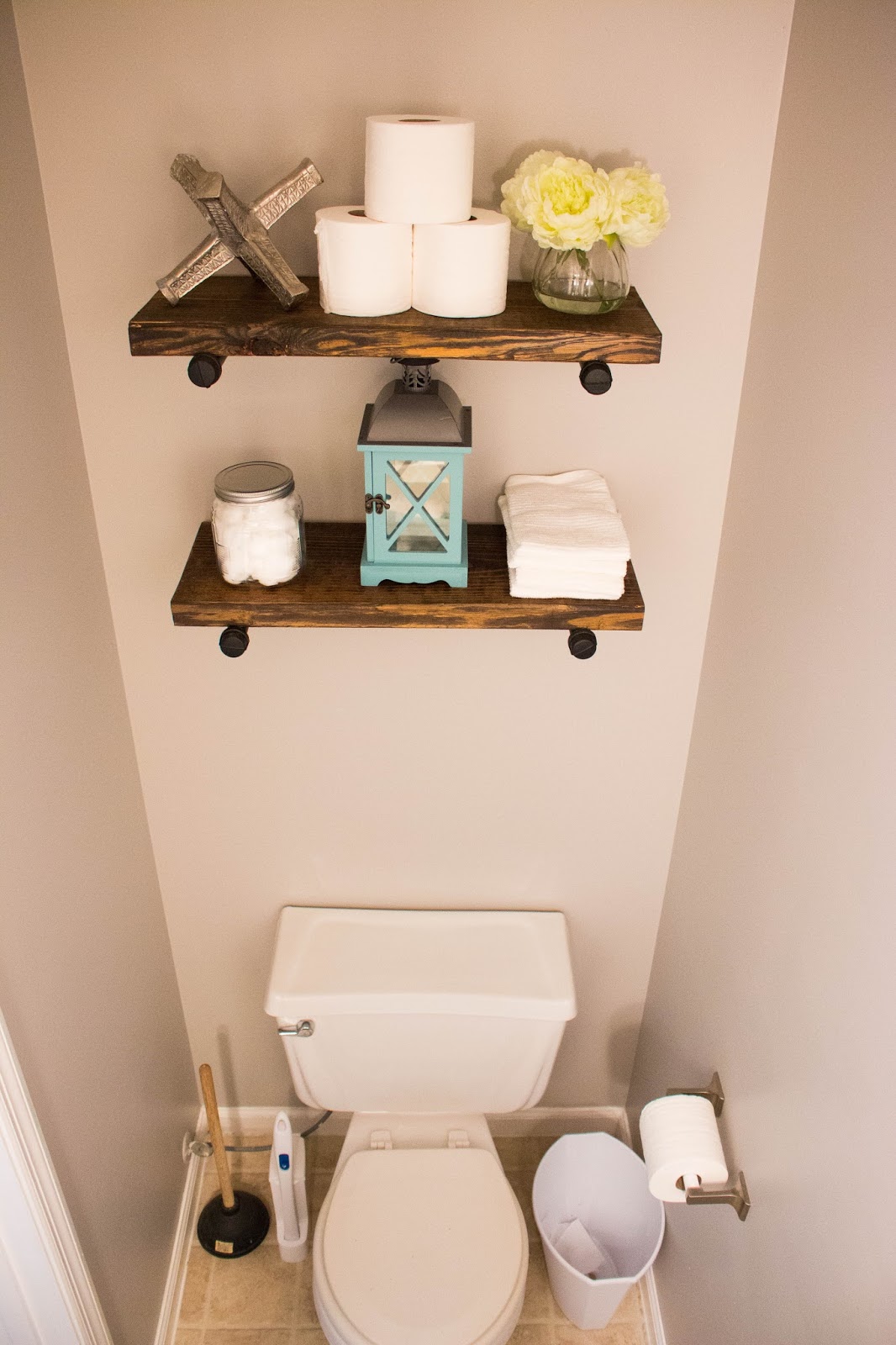 大人も着やすいシンプルファッション Small DLT Industrial S Bathroom Pipe Iron Bathroom, for Shelf Floating Wood ウォールシェルフ The Powder Bathroom| How to Make Industrial Floating Shelves